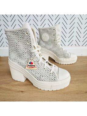 ⭐Converse Chuck 70 De Luxe Heel Platform Knit Sz 7 Men Shoes Egret Boots A07535C